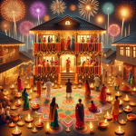 인도의 디와리(Diwali) 명절에 사람들이 밤에 불을 밝히고 기념하고 있다.